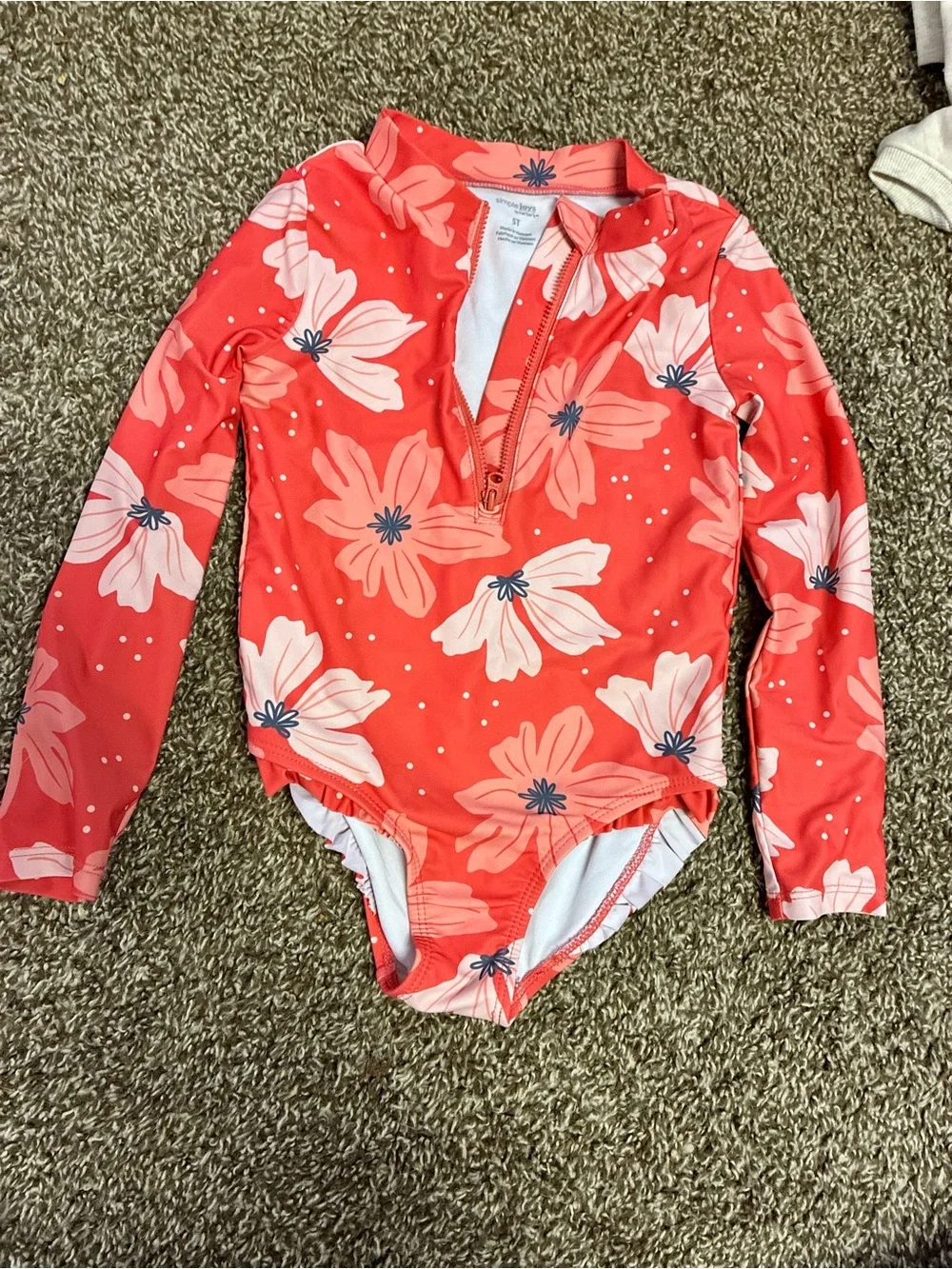 Carter's Simple Joys Coral Floral One-Piece Swimsuit
